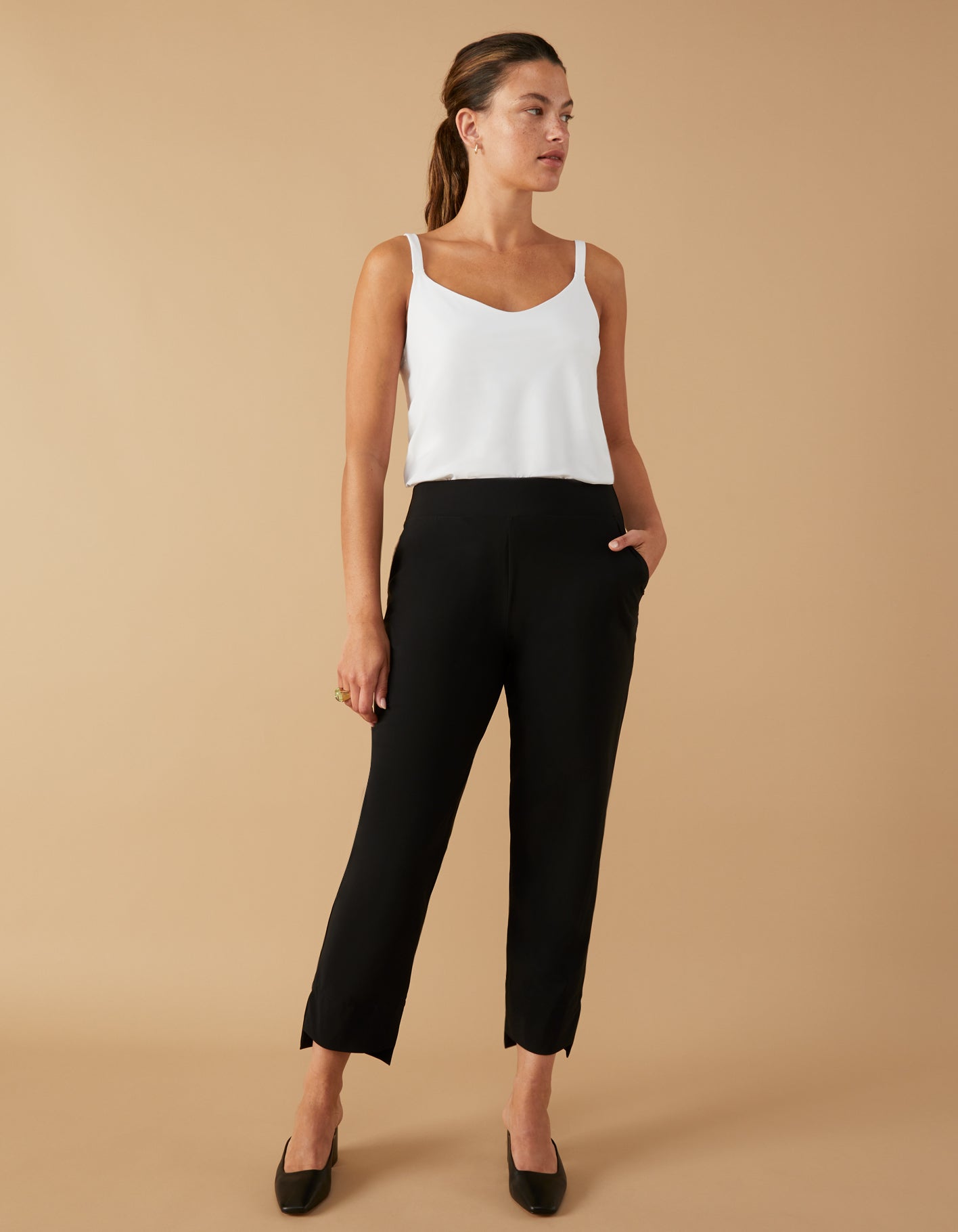  5 Pockets,Petite Womens Straight Leg Yoga Pants Stretch Work  Dress Pants Slim Fit,27,Charcoal,Size XS