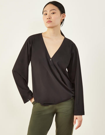 Wallace long-sleeve draped blouse, Sustainable women's clothing made in  Canada
